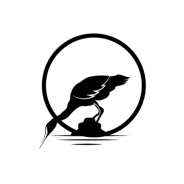 Heron Bird Logo Vector Bird Flying Stork Heron Animal Silueta Diseño Ilustrasi Templet