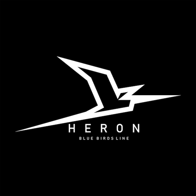 Heron pájaros línea logo diseño vector
