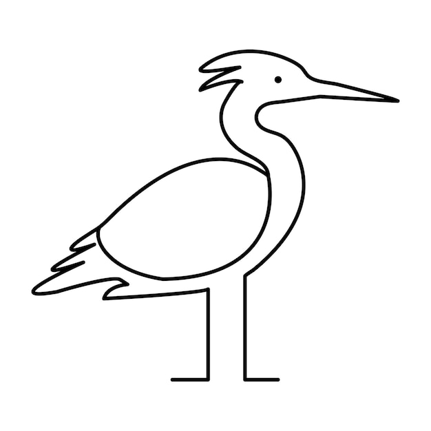 Heron único continuo una línea fuera de línea dibujo de arte vectorial y diseño de tatuaje sobre fondo blanco