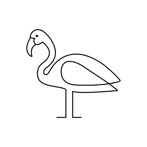 Heron único continuo una línea fuera de línea dibujo de arte vectorial y diseño de tatuaje sobre fondo blanco
