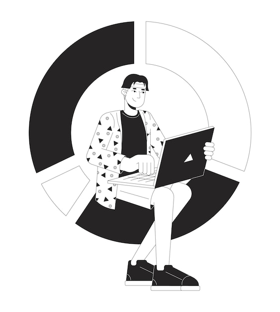 herramienta de análisis de datos concepto de ilustración 2D en blanco y negro