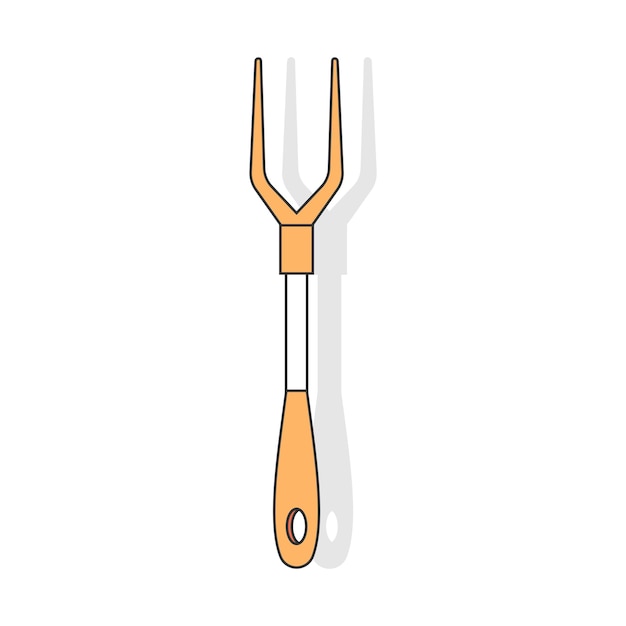 herramienta de cocina de dibujos animados de vector de tenedor de carne aislada sobre un fondo blanco