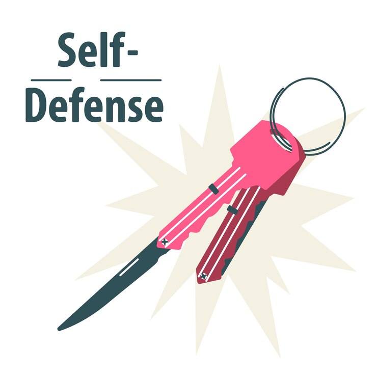 Vector herramienta de cuchillo de llave de autodefensa para la ilustración de seguridad en el fondo blanco