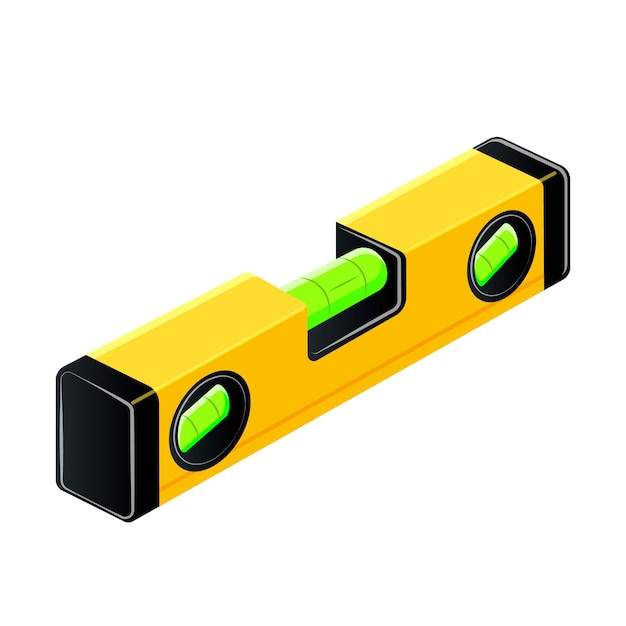 herramienta de nivel en color amarillo con burbujas verdes para la precisión Ilustración vectorial