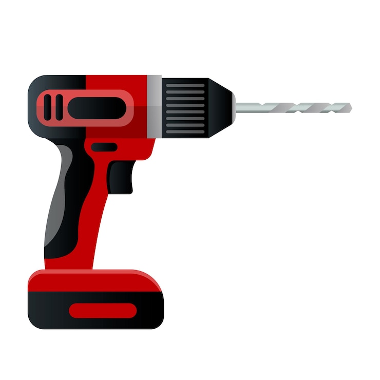 Vector herramienta de perforación eléctrica en una ilustración vectorial de fondo blanco