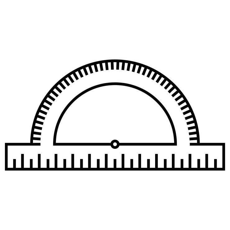 Vector herramienta de protractor para medir y construir dibujos de ángulos en papel