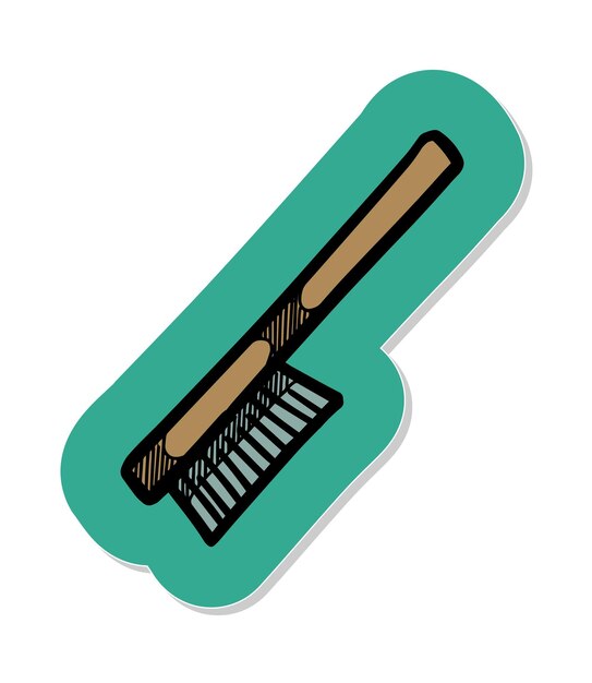 Vector herramienta de reparación industrial de icono de cepillo de alambre dibujado a mano en la ilustración de vector de estilo de etiqueta
