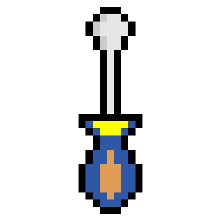 Vector herramienta de trabajo de destornillador en estilo pixel art