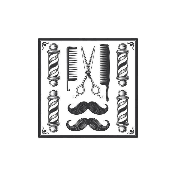 Vector herramientas y accesorios de barbería antiguos