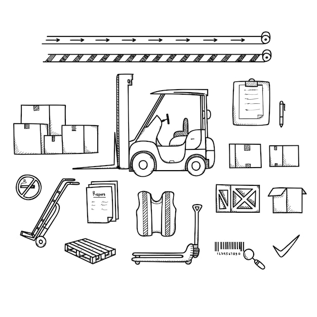 Vector herramientas de almacén