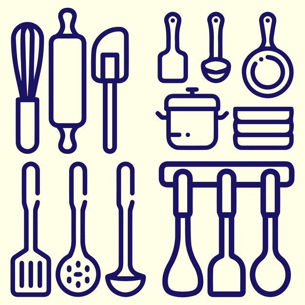 herramientas de cocina objetos vector
