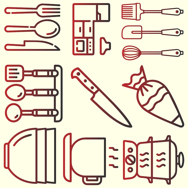 herramientas de cocina objetos vector
