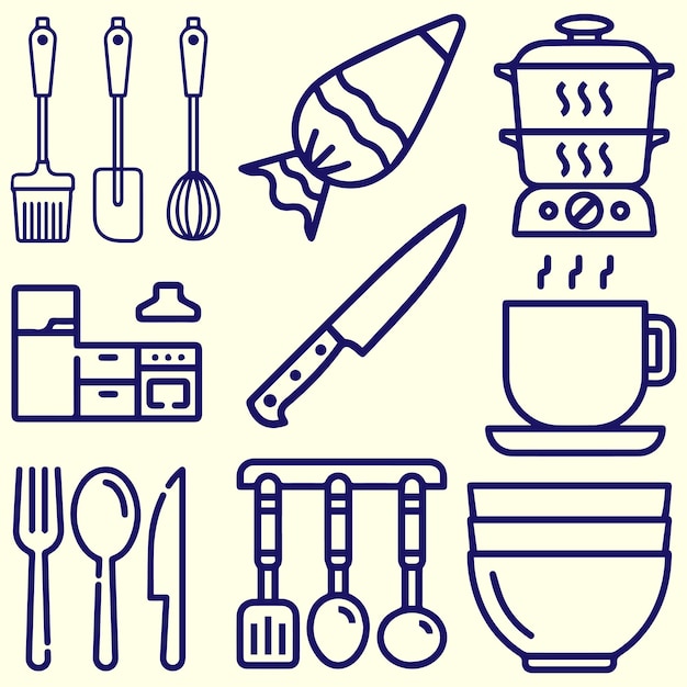 herramientas de cocina objetos vector