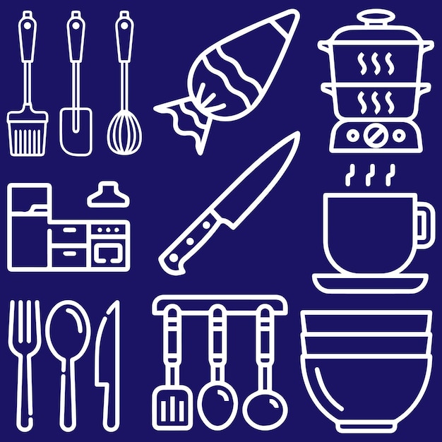 herramientas de cocina objetos vector