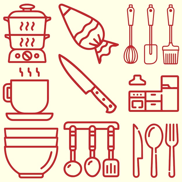 herramientas de cocina objetos vector