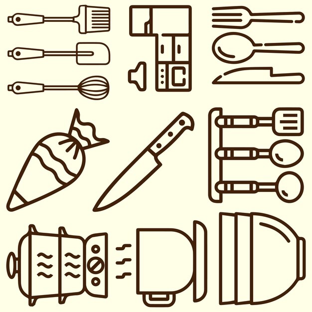 herramientas de cocina objetos vector