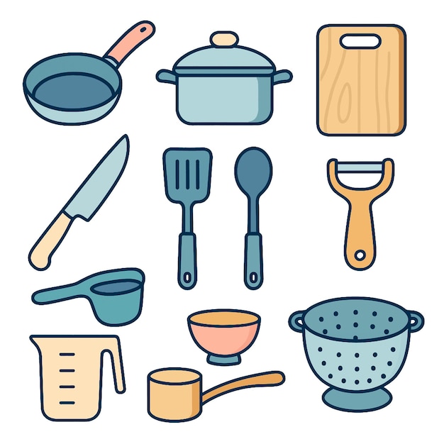 Las herramientas de cocina, los utensilios de cocina y las vajillas son esenciales para la preparación de las comidas.