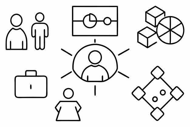 Herramientas de colaboración de ventas Arte Comunicación efectiva a través de ilustraciones de líneas elegantes