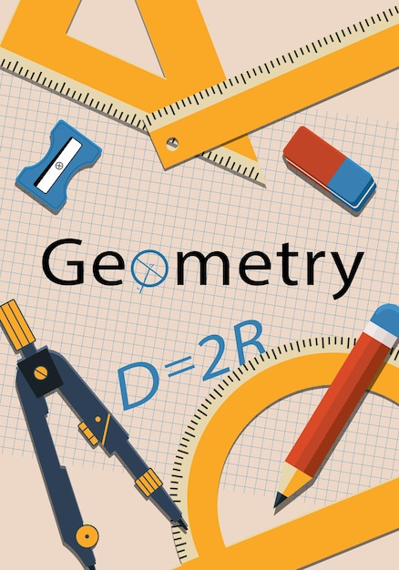 Vector herramientas de dibujo y pintura geométricas. equipo de medición escolar.