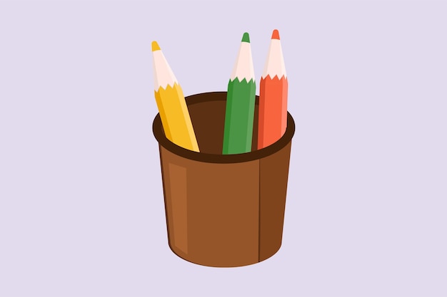 Herramientas escolares, suministros, concepto de papelería, ilustración vectorial plana de color aislada