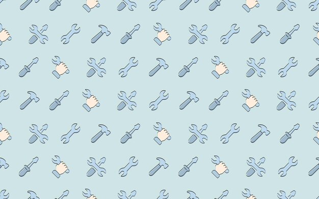 herramientas mecánicas trabajo para arreglar metal roto patrón sin costuras el icono del patrón vector Doodle