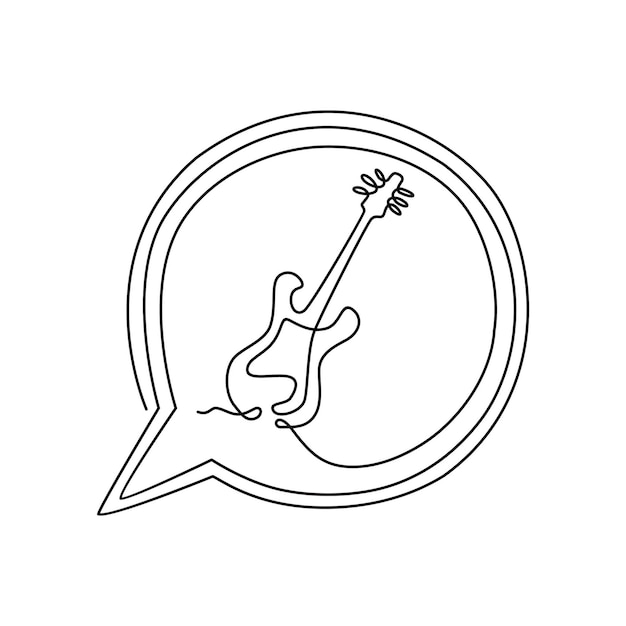 Herramientas musicales de guitarra eléctrica Un dibujo de línea continua