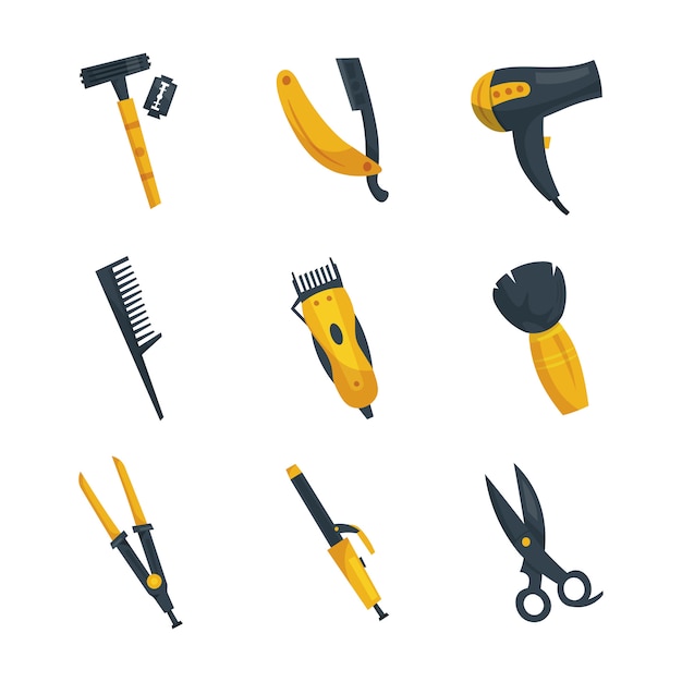 Vector herramientas de peluquería y peluquería.