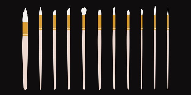 Herramientas de pintura vectorial plana en estilo infantil Suministros de arte dibujados a mano