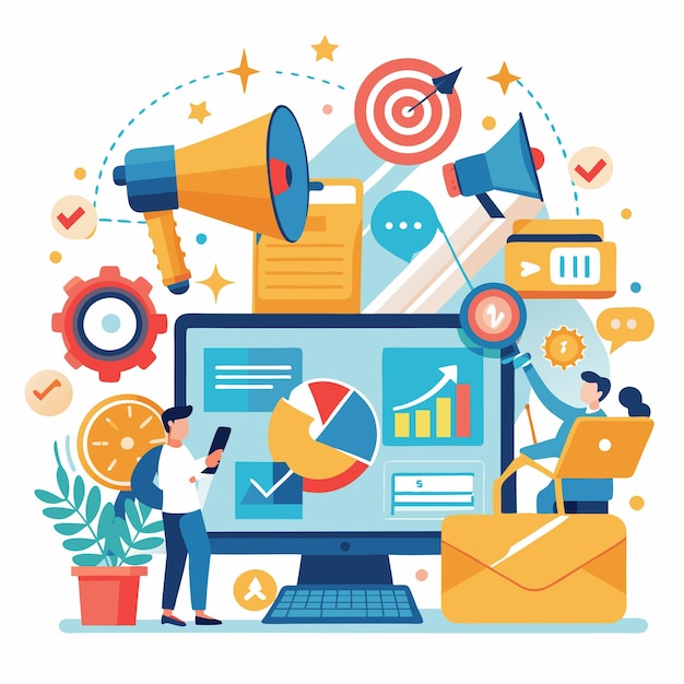 Herramientas y recursos de desarrollo web Cobertura de medios sociales Concepto de marketing