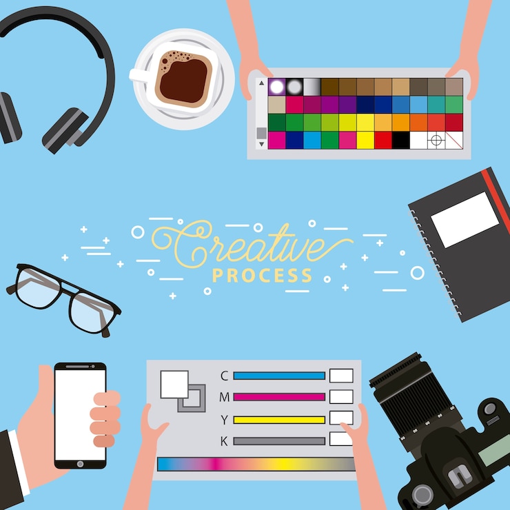 Vector herramientas de trabajo diseño proceso creativo