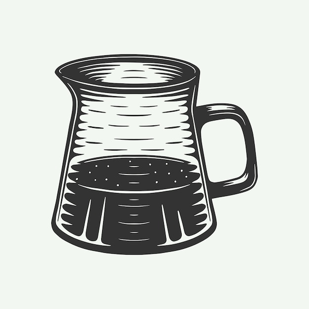 Hervidor americano de café retro vintage se puede utilizar para el cartel de la insignia del emblema del logotipo