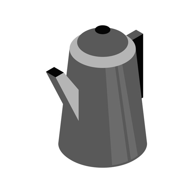 hervidor eléctrico vectorial con mango aislado en fondo blanco