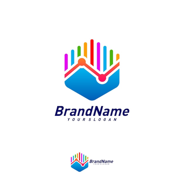 Hexagon Business Stats Logo Design Template Vector Creative Stats logo conceptos Icono símbolo