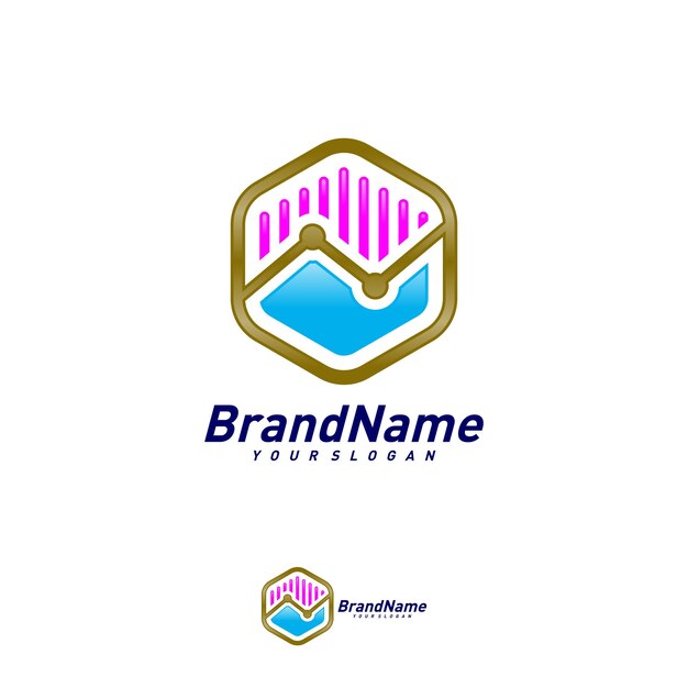 Hexagon Business Stats Logo Design Template Vector Creative Stats logo conceptos Icono símbolo
