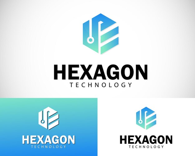 Hexagon tech logotipo diseño de red creativo concepto de icono de conexión moderno