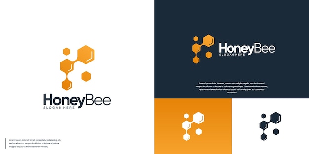 Hexágono abeja de miel con concepto de líquido de conexión moderno símbolo de alimentos saludables plantilla de diseño gráfico
