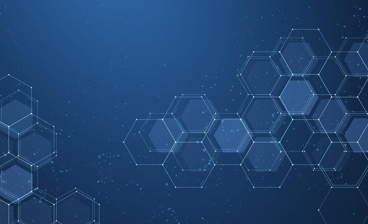 Hexágono azul fondo abstracto textura de panal tecnología médica