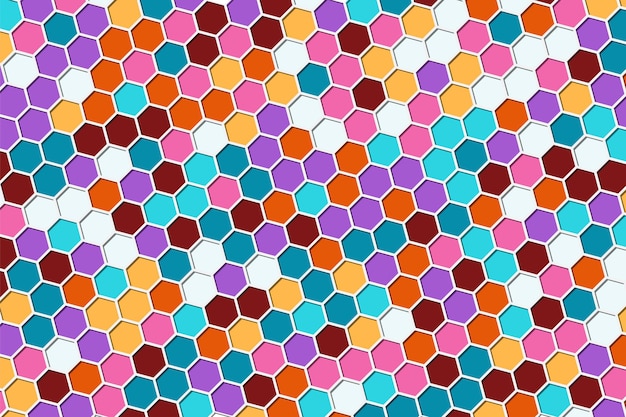 Hexágono colorido con fondo de sombra Fondo de panal