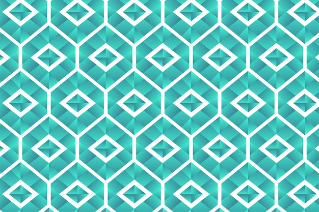 Hexágono y cuadrado de patrones sin fisuras con degradado de color azul claro como una forma de diamante aislada sobre fondo blanco