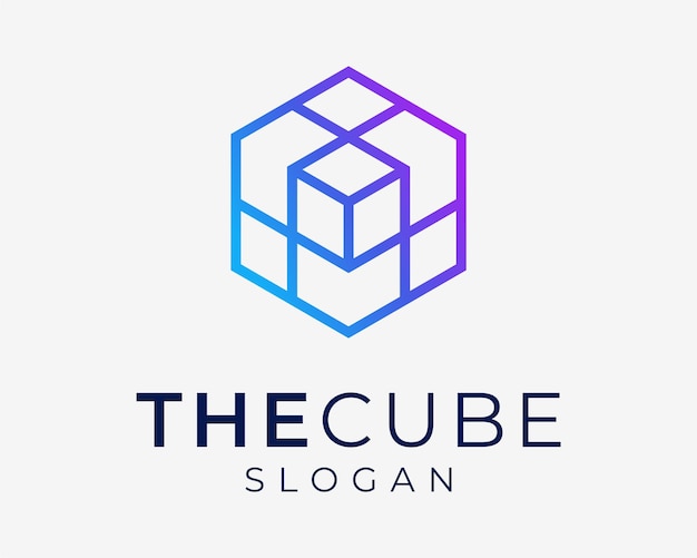 Hexágono Cubo Bloque Polígono cúbico Línea Arte Geométrico Mosaico Low Poly Conexión Vector Logo Diseño