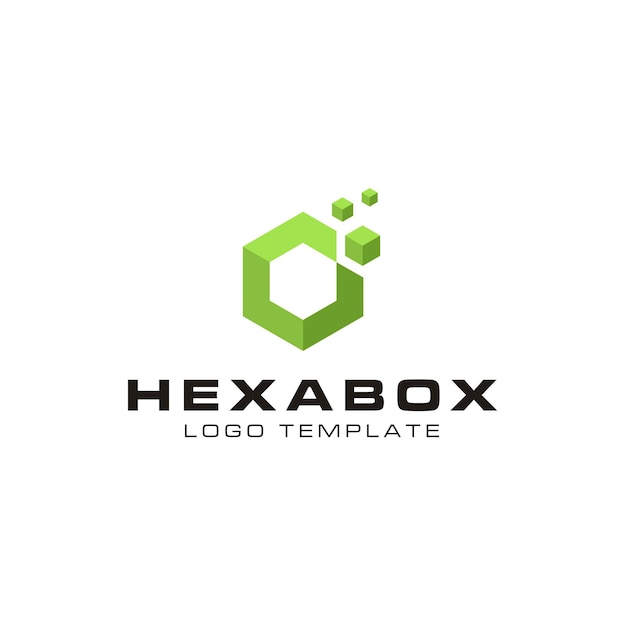 Hexágono de datos digitales simples con diseño de logotipo futurista moderno 3D Box Cube