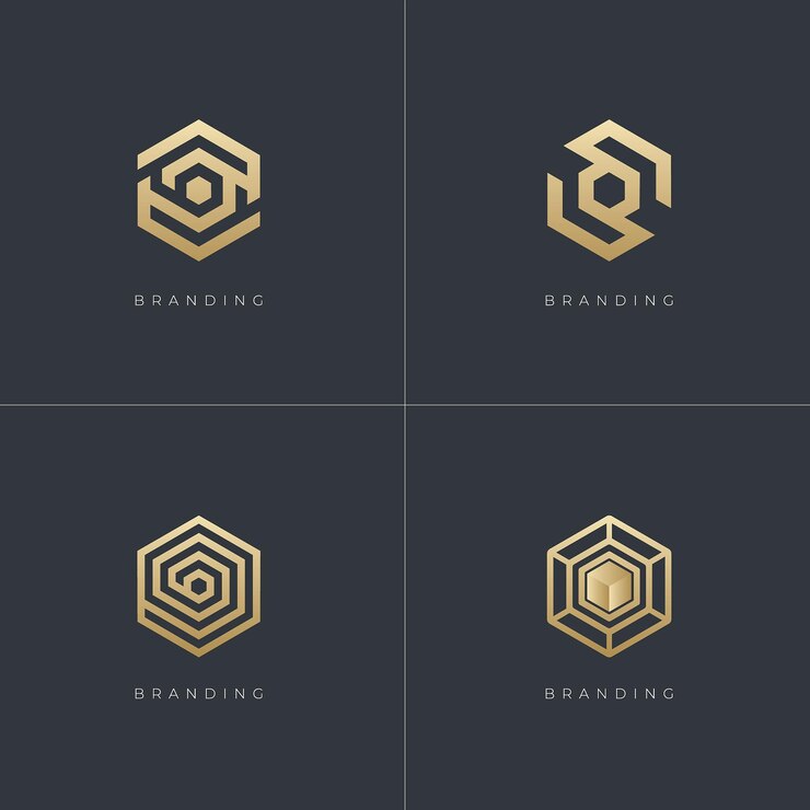 Vector hexágono digital marketing comercio redes vector logo concepto