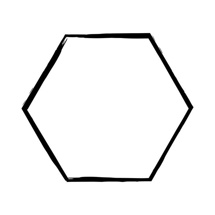 Vector hexágono grunge elemento de textura marco icono de forma de borde para el dibujo vintage decorativo para el diseño