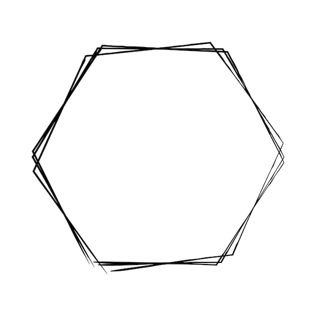 Hexágono grunge elemento de textura marco icono de forma de borde para el dibujo vintage decorativo para el diseño