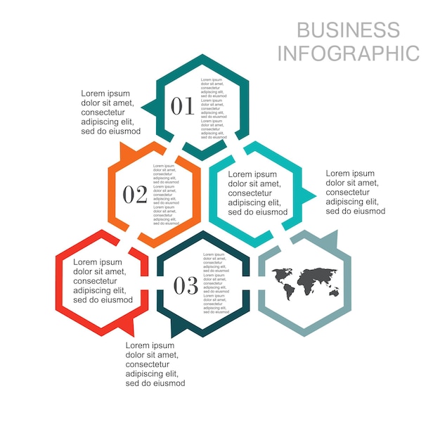 Hexágono de infografía empresarial