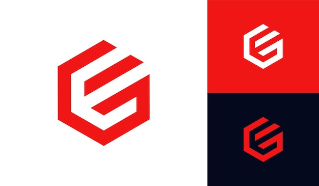 Hexágono de letra G y logotipo abstracto