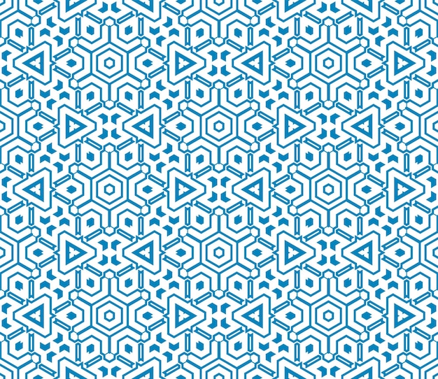 Hexágono de línea delgada de fantasía abstracta, patrón geométrico triangular sin costuras. mosaico creativo, azulejo
