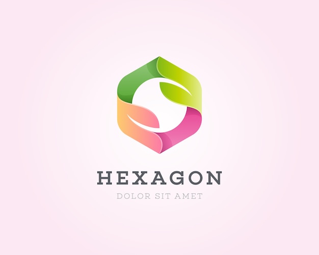 Hexágono con logo de hoja