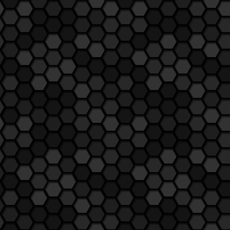 Vector hexágono de metal oscuro transparente 3d de fondo