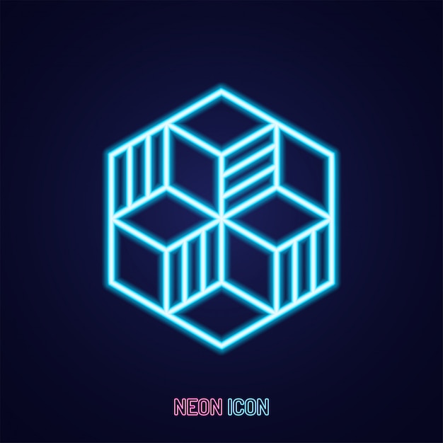 hexágono de neón en azul